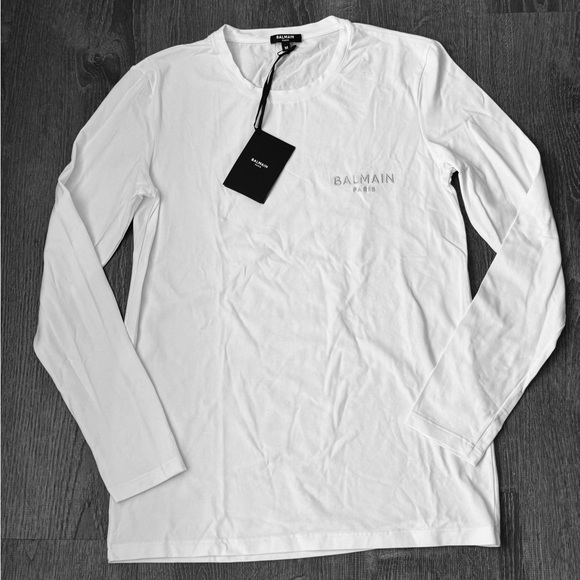 BALMAIN***White Long-Sleeve T-Shirt**Med. $488 - Picture 2 of 3